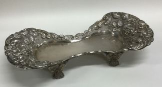 A Portuguese silver snuffer tray profusely decorat