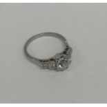 A good diamond single stone ring in Art Deco mount