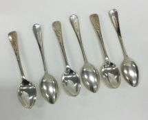 A good set of six Edwardian bright cut silver teas