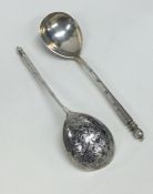 A pair of attractive Russian silver preserve spoon