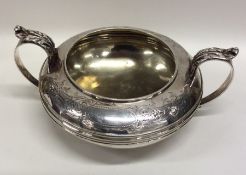 A good squat Victorian silver cream jug with gilt