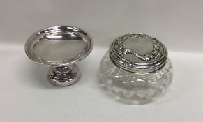 A silver hobnail cut dressing table jar together w