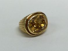 A massive French high carat gold and citrine singl