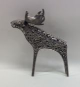 A Continental silver filigree model of a moose. Ap