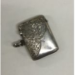 An Edwardian silver engraved vesta case. Birmingha