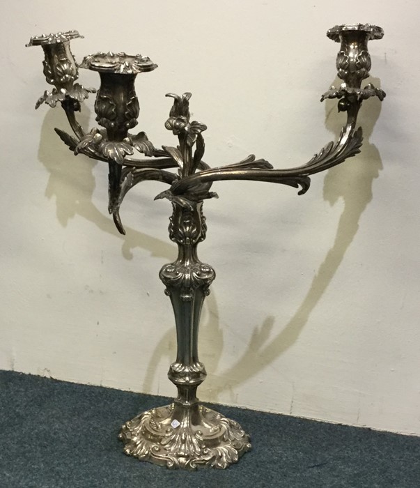 A Victorian Old Sheffield plated candelabrum embos - Image 2 of 2