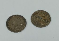 A George III silver florin together with one other