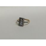 A good diamond rectangular cluster ring with match