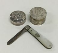 A Georgian silver counter box together with one ot