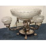 A good quality silver plated centrepiece with glas