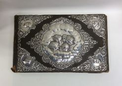 A leather and silver mounted bookcase / blotter in
