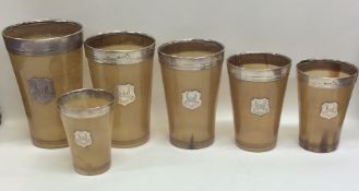 A good set of six tapering Victorian silver and ho