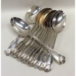 A good set of twelve silver fiddle and thread dess