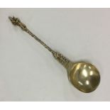A good quality silver gilt spoon with twisted stem