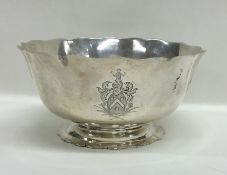 A good Swiss silver bowl with card cut rim and cre