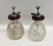 A matched pair of silver and tortoiseshell scent a