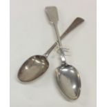 A Georgian fiddle pattern silver tablespoon, toget