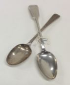 A Georgian fiddle pattern silver tablespoon, toget