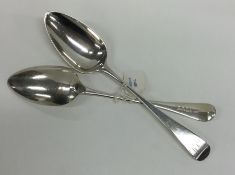 Two Georgian OE pattern silver tablespoons. London