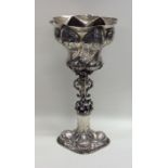 An unusual Dutch silver swirl decorated vase with
