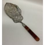 A Continental silver and agate fish slice with pie