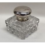 An Edwardian glass and silver mounted hinged top i