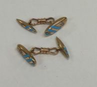 A good pair of enamel and diamond cufflinks set wi