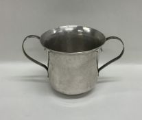 A Georgian silver two handled goblet with reeded h