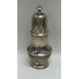 A rare George II silver sugar caster of baluster f