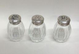 A group of three silver mounted salts with screw-o