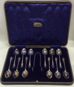 A good cased set of twelve silver coffee spoons to