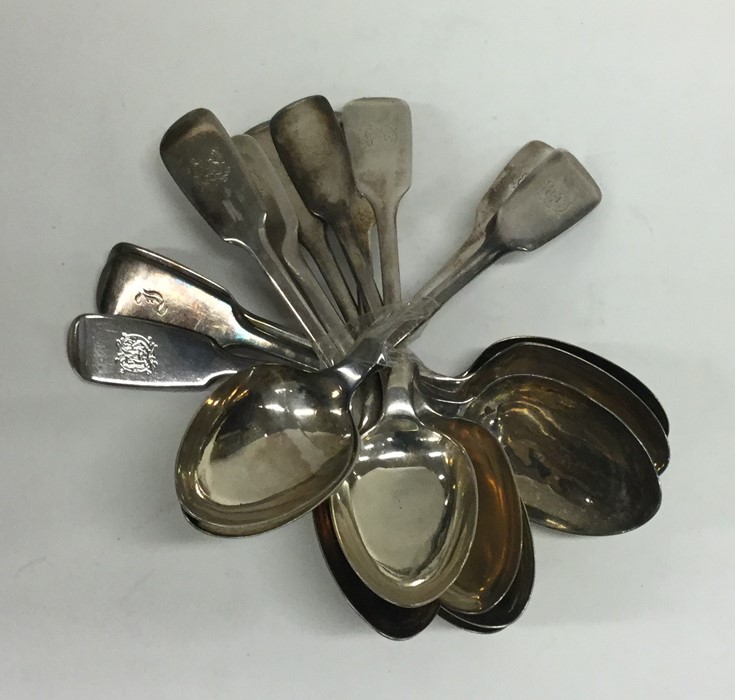 EXETER: A heavy set of fiddle pattern silver teasp