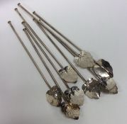 A set of eight Chinese silver cocktail spoons of