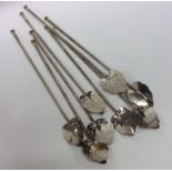 A set of eight Chinese silver cocktail spoons of