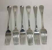 EXETER: A heavy set of six silver OE pattern forks