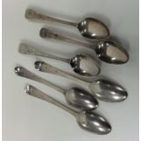 A set of six Georgian silver teaspoons with bright