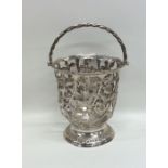 A good Georgian silver swing handled basket with f