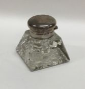 A hinged top tapering inkwell. Chester. By KP. Est