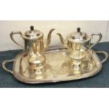 A silver plated tea service on tray. Est. £20 - £3