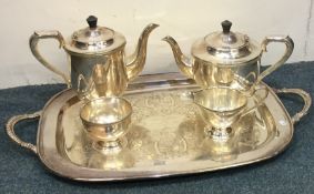 A silver plated tea service on tray. Est. £20 - £3