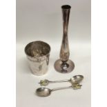 A Continental tapering silver beaker together with