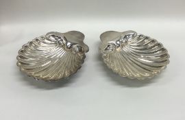 A good pair of silver butter shells with fluted bo