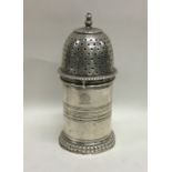 A Victorian silver lighthouse caster with reeded b