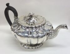 PAUL STORR: A rare melon shaped silver teapot on s