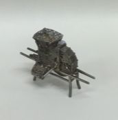 An unusual Continental silver filigree table toy i