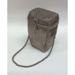 A Chinese silver mesh bag with hinged top. Approx.