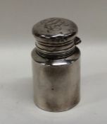 A silver hinged top scent bottle with lift-off cov