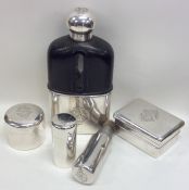 A huge French silver scent flask together with a s