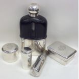 A huge French silver scent flask together with a s