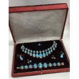 An unusual gold and turquoise fringe necklace toge